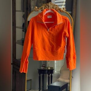 NWT Cotton Citizen 100% Cotton Brooklyn Orange Quarter-Zip Pullover XS